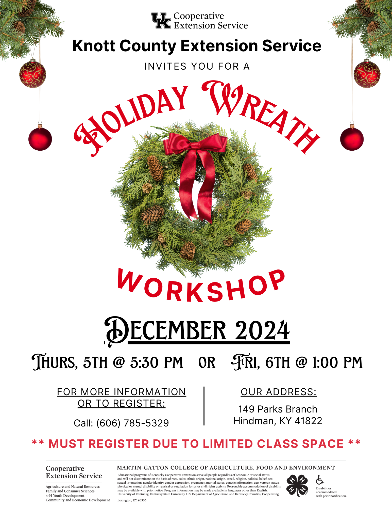 Holiday Wreath Workshop