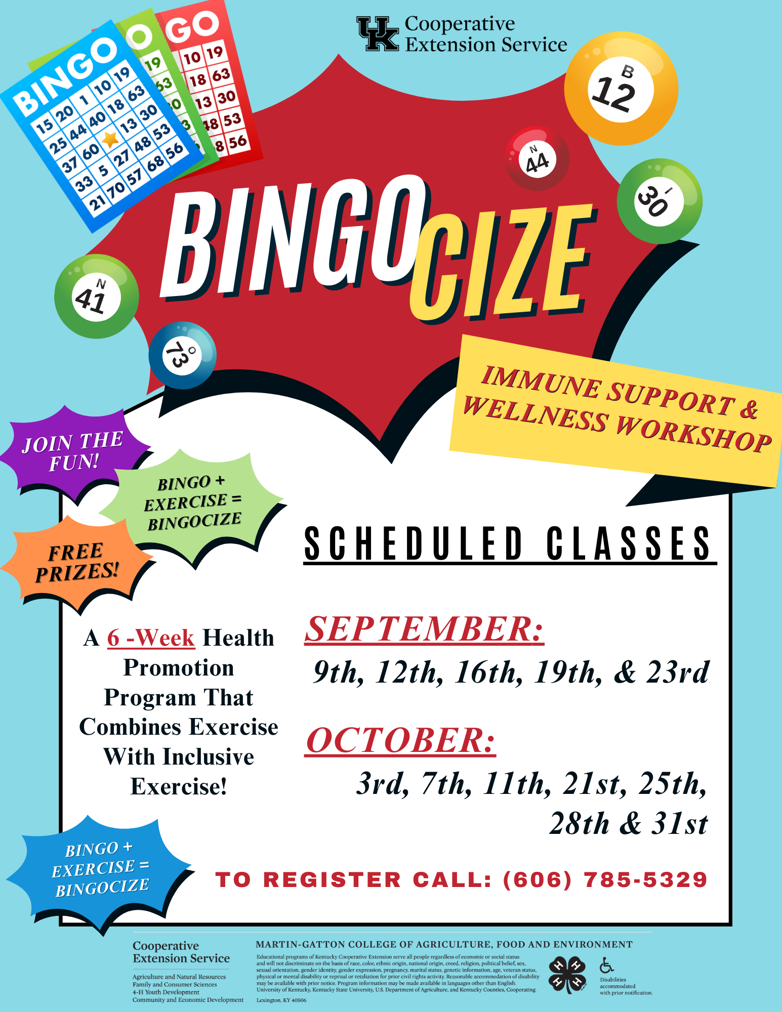 BINGOcize - Immune Support & Wellness Workshop Flyer