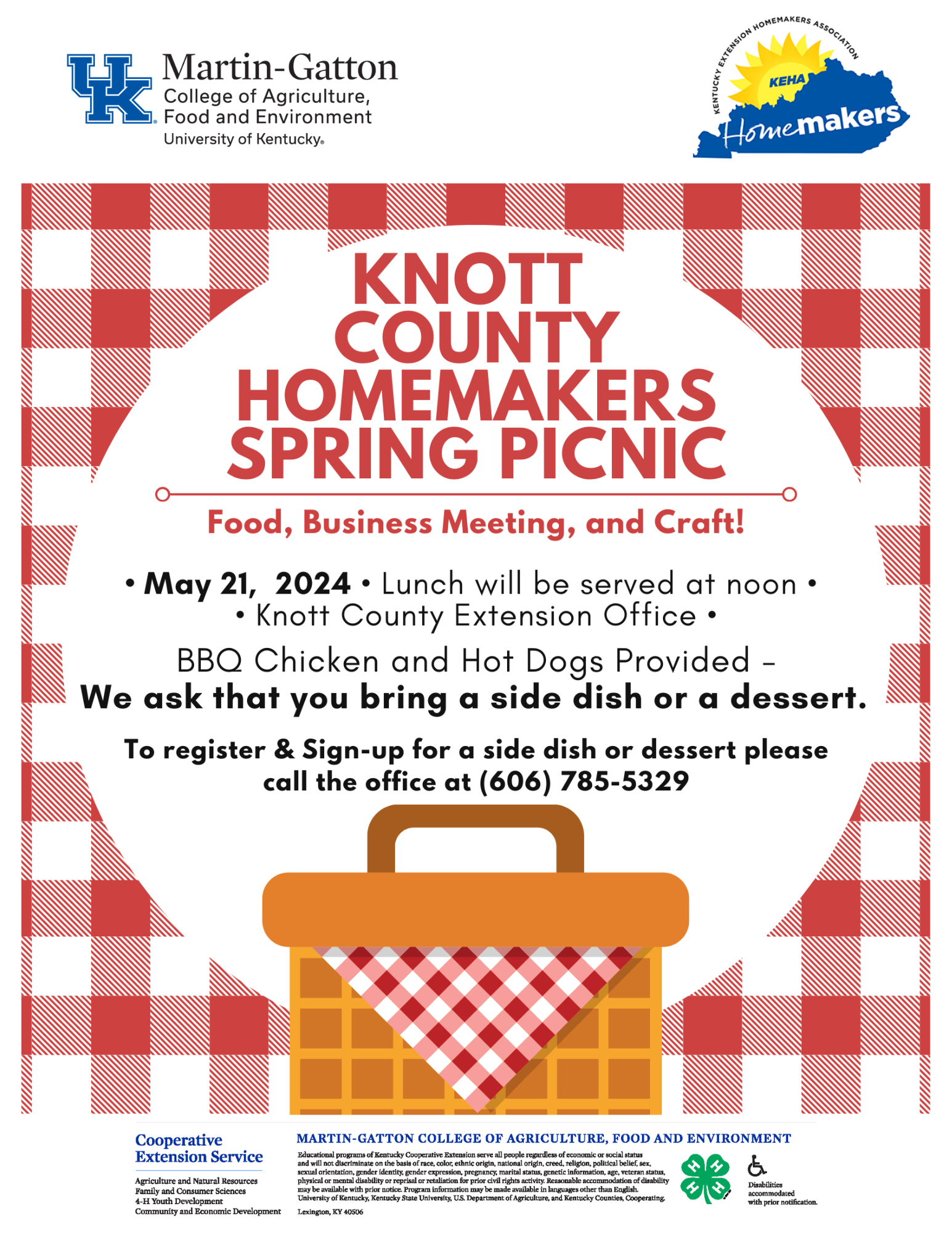Knott County Homemakers Spring Picnic Flyer